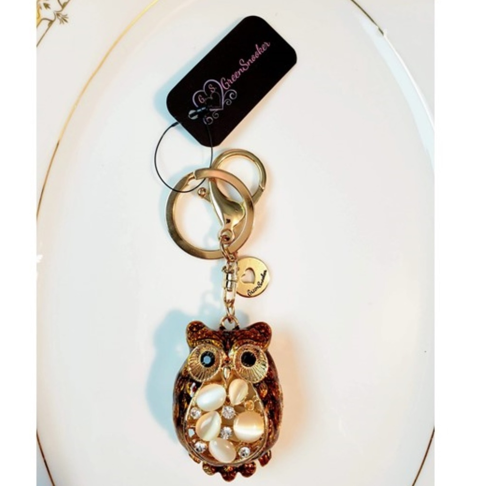 3D Rhinestone Owl Crystal Purse Bag Key Chain - Picture 5 of 7